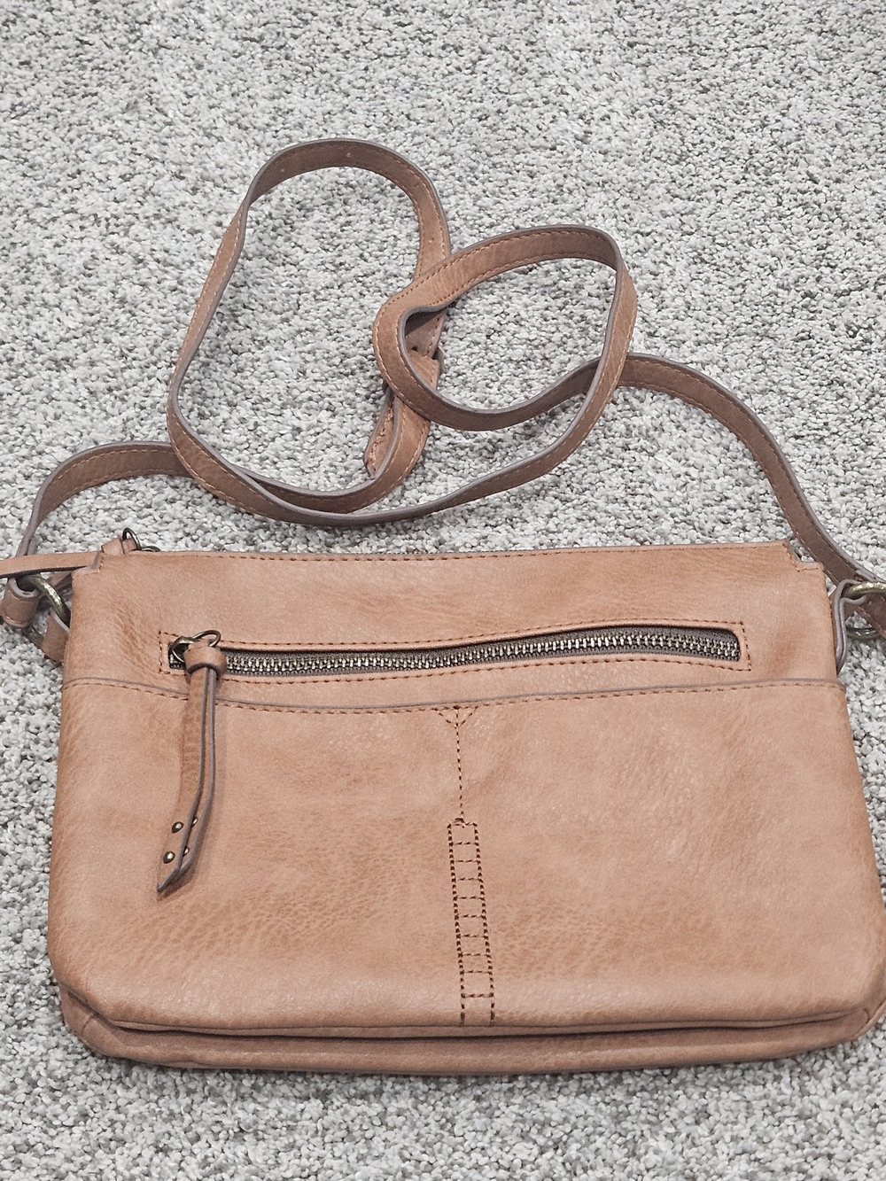 Women's Tan Leather Crossbody Bag - Brand Unknown